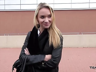 Busty Blonde Model Convinced To Come In Van With Horny Stranger